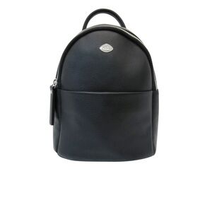 Black Minimalist Leather Backpack with Dome Shape